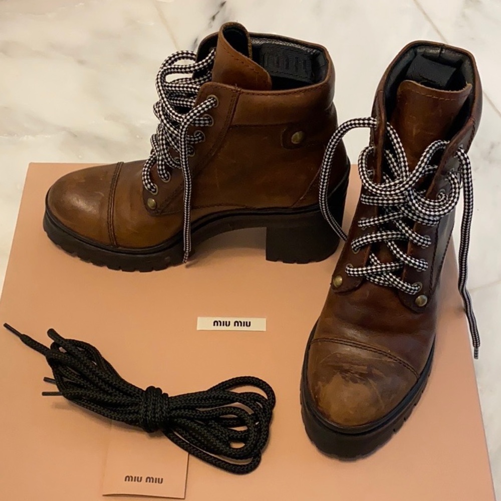 Miu Miu brown combat boots size 36